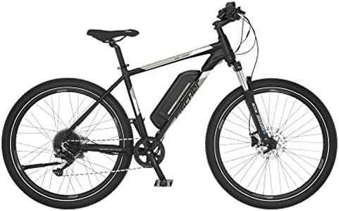 FISCHER E-Mountainbike MONTIS EM 1726, Elektrofahrrad für Damen und Herren, RH 48 cm, Heckmotor 45 Nm, 48 V Akku, Schwarz