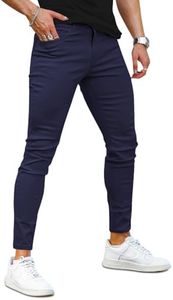 GINGTTO Skinny Jeans Men Fashion Designer Slim Fit Stretch Waist Tapered Leg(28W x 30L, Blue)