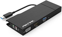 Wavlink Universial USB 3.0 Dual-Head Mini Docking Multi-Display HDMI/VGA with Gigabit Ethernet, USB 3.0 Port, Removable Card Reader, HDMI up to 2560x1440 and VGA 1920x1200 Supports Windows