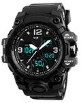 Shocknshop Rubber Multi-Functional Boys Casual Mens Stylish Watch Black Dial Wrist Watches For Men Analog Digital Sports Men Watch (Black), Black Band