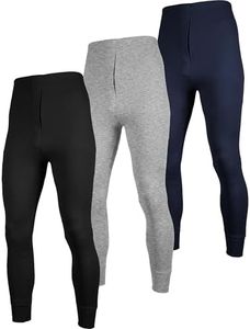 Andrew Scott Men's 3 Pack Premium Cotton Base Layer Long Thermal Underwear Pants (3 Pack - Black/Grey/Navy, XXX-Large)