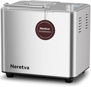 Neretva Bread Maker Machine , 20-in-1 2LB Automatic Breadmaker with Gluten Free Pizza Sourdough Setting, Digital, Programmable, 1 Hour Keep Warm, 2 Loaf Sizes, 3 Crust Colors - Receipe Booked Included