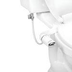 GenieBidet Bidet Attachment for Toilet, Ultra-Slim Self Cleaning Toilet Bidet with Separate Rear & Feminine Cleansing Nozzles, Includes Travel Bidet & 4 Accent Rings (Right-Handed)