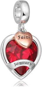 Pandora Style Birthstone Charm Love Heart Charms for Pandora Bracelets Red Garnet January Birthstone Birthday Charms Christmas Jewelry Gifts for Women