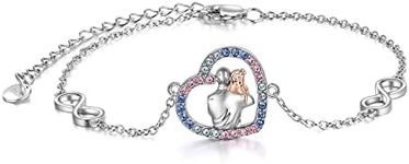 AOBOCO Daughters Bracelet Christams Gifts from Dad Sterling Silver Father Daughter Jewelry