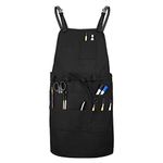 MyLifeUNIT Artist Apron, Adjustable Painting Apron with 10 Pockets for Arts and Craft, Black Canvas Pottery Apron for Women Men