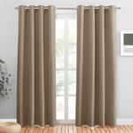 PONY DANCE Eyelet Curtains Blackout - Mocha Large Curtain Drapes for Energy Saving & Light Blocking Heavy Duty Door Drapery with Eyelets Top, 1 Pair, W 46 by D 90 in, Mocha