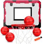 Indoor Over Door Mini Basketball Hoop Set for Kids Adults, Upgrade Wall Mount Basketball Hoop for Wall with Large Dunk Rim, Room Basketball Hoops Game with 4 Small 6" Balls Gift for Boys Girls Teens