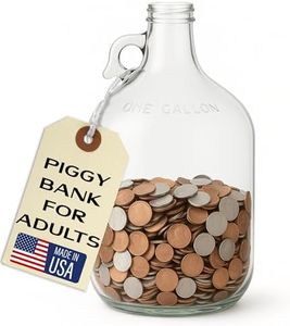Piggy Bank for Adults - Large Coin Bank Glass Jar - for Saving Money & Small Change - Gallon Jug Made in USA