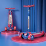 StarAndDaisy Glider Scooter for Kids 6-12 Years / 3 Wheel Skating Scooter Boys & Girls with Pu Light Up LED Wheels, 5 Level Adjustable Height and Easy to Fold (Red & Blue)