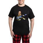 CafePress Sock Monkey Blue Guitar Men's Dark Pajamas Cotton Pajama Set