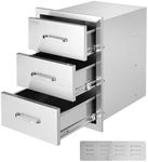 Mophorn Outdoor Kitchen Drawer Stainless Steel BBQ Double Drawers with Chrome Handle for Outdoor Kitchen (16x22.3x18 Inch)