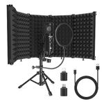 SwaykTech Studio Recording Microphone Isolation Shield with Pop Filter and Metal Tripod Stand, Studio Mic to PC Laptop Smartphone, Music Microphone for Recording Singing Podcasting