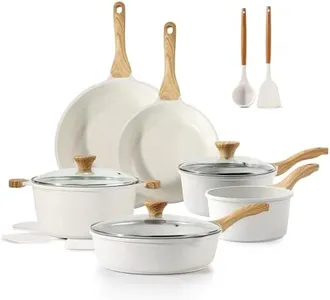 SENSARTE Nonstick Ceramic Cookware Set 16-Piece, Healthy Pots and Pans Set, Non-toxic Kitchen Cooking Set with Stay-Cool Handles, Silicone Utensils and Pot Protectors, PFAS/PTFE/PFOA Free