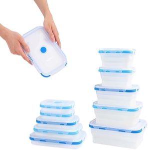 ECOBERI Collapsible Silicone Food Storage Containers with Lids, Microwave & Dishwasher Safe, Set of 5