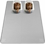 Bartuke Cat Food Mat, 57" x 40" Extra Large Silicone Pet Feeding Mat with Raised Edge Pet Placemat for Food and Water Bowl Non-Slip, Easy to Clean, Floor Protection (Light Grey)