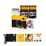 KODAK Mini Shot 3 ERA 4PASS 2-in-1 Instant Camera and Photo Printer (3x3 inches), Initial 8 Sheets + 60 Sheets Pack, Accessory Bundle, Yellow