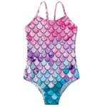 Kiscorpse Girls Swimming Costume, Piece Sleeveless Mermaid Style Swimsuit UPF 50+ Protection Bathing Suit Suspenders Swim Set for 5-12 Years (5-6 Years, Y186 Pink Mermaid)