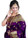 C J Enterprise Women's Banarasi Saree Pure Kanjivaram Silk Saree Soft Design Wear Pattu Sarees Latest Cotton With Blouse Piece Kanchipuram for Wedding sadi new ladies 2023 (Vruksh) (Purple)