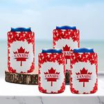 4Pack Canada Beer Coozies, Maple Leaf Beer Can Cooler, Beer Can Cover for Bottles DIY Funny Party Gift