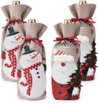 Mr. Pen- Christmas Wine Bags, 4 Pack, Christmas Wine Bags for Wine Bottles Gifts, Burlap Wine Bags with Drawstring, Holiday Burlap Wine Bags, Christmas Wine Bottle Cover, Christmas Bottle Bags