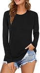 Ladies Womens Plain Long Sleeve Round Neck Top Basic T Shirt Layering Plus Sizes UK 8-18 (3XL (UK 24-26), Black)