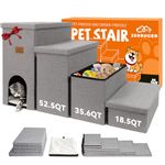 Dog Stairs with Condo 23" H, 4-Step Wider Dog Steps for High Beds Window, Folding Storage Pet Stairs Gift for Small/Medium/Large Dogs Cats, Dog Ramp for Climbing Car Hold Up to 200 lbs, Smok Gray