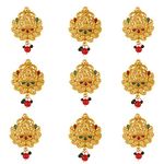 sanjog Southern Bling Hair Jewelery Choti Jadai Billai Indian Hair pin Hair Decoration,Hair Brooch with Hook Wedding Bridal Jewellery for Women-9 Piece (Design 1) Gold