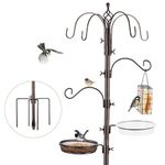 Urban Deco Bird Feeders Hanging Station Metal Feeder Pole With Multi Hooks Bird Feeding Station With Feeders, Bird Bath Tray, Bird Seed Feeder With Suet Cage Hanging Bird Feeder Stand For Garden