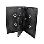 25 Pack Maxtek Standard 14mm Black Six (6) Disc DVD Cases with Double Sided Flip Tray and Outter Clear Sleeve