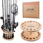 Goture Rectangular Fishing Rod Holders for 16 Rods, Vertical Fishing Rod Rack for Garage, Anti-Scratch Rubber Wood Fishing Rod Storage Rack for Max Rod Dia.1.3-1.5in, Fishing Gifts for Men Women