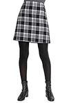 Roman Originals Check Short Skirt for Women UK Ladies Checked Plaid Tartan Print Brushed Lined A-Line Winter Smart Work Office Casual Going Out Soft Autumn Printed Mini - Black White Grey - Size 16