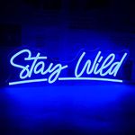 Horseneon Stay Wild Neon Signs for Wall Decor,Letter LED Signs,Neon Light Sign for Room Decor,Light up Sign with USB Powered for Bar,Party,Bedroom,Birthday Decoration,Gifts for Teens，Blue