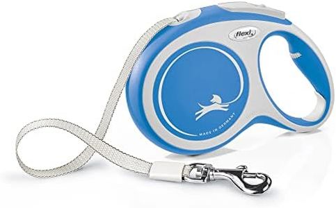Flexi, Laisse Modèle New Comfort, Version Sangle, Sangle particulièrement résistante, Système de Guidage perfectionné, Poignée réglable pour Les Tailles M et L, Made in Germany, Bleu, L - 8m