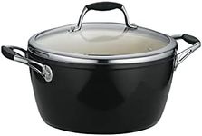 Tramontina Gourmet Ceramica Deluxe Covered Dutch Oven, PFOA- PTFE- Lead and Cadmium-Free Ceramic Interior, 5-Quart, Metallic Black, Made in Italy