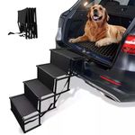 4 Steps Folding Portable Dog Ramp for cars with Non-Slip & Waterproof,Steps Car Boot Access Ladder for Pet Dog Cat,Oxford Cloth