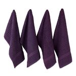 DII Cotton Waffle Terry Dish Towels, 15 x 26 Set of 4, Ultra Absorbent, Heavy Duty, Drying & Cleaning Kitchen Towels-Eggplant