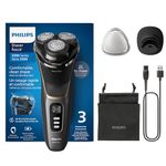 Philips Electric Shaver 3000 Series - Wet & Dry Electric Shaver for Men with SkinProtect Technology in Deep Black, Pop-up Beard Trimmer, Charging Stand, Travel Pouch (Model S3342/13)