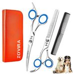 Dog Grooming Scissors Set, Pet Cat Hair Cutting Trimming Scissors - Straight with Leather Pouch – Stainless Steel (Pet Scissors Set)