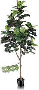 198cm Artificial Fiddle Leaf Fig Tree, Faux Ficus Lyrata Plant with 108 Fiddle Leaves Fake Fig Silk Tree in Pot Artificial Tree for Indoor Outdoor House Home Office Perfect Housewarming Gift