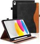 Kitzomi Case for iPad Air 11 inch Case M2 2024/ipad Air 5th 2022/Air 4th 2020 with Folio Book PU Leather & Card Holder & Multi-Angle Stand for ipad Air 5th Generation Case,Black