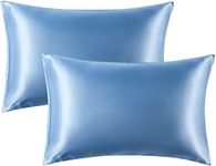 Luxury Silky Satin Pillowcase for Hair and Skin, 2-Pack - Standard Size Pillow Cases - Satin Silky Pillow Covers (2-Pack Standard, Airy Blue)