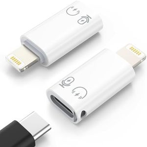 MoKo Adaptador USB C a Lightning, Adaptador Lightning Macho a USB C Hembra para iPhone 14/13/12/11 Pro MAX/iPad/iPod/AirPods, Soporta Carga, Transferencia de Datos, Auriculares y Función OTG, Blanco