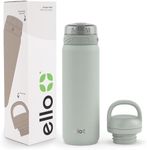 Ello Cooper 22oz Stainless Steel Water Bottle with 2 Lids Chug and Straw | Leak Proof Double Walled and Vacuum Insulated | Fits Car Cupholder | Built in Carry Loop | Dishwasher Safe | Sage