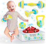 Skywin Baby Workout Toys Fit Training - Baby Shower Set of 4 Soft, Durable and Safe Plush Baby Rattle Toys for Ages 0+