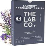 The Lab Co. Laundry Detergent Strips Washing Sheets | Eco Ultra-Concentrated | Non-Bio for Sensitive Skin | Non-Toxic Fragrance | EDC-Free | Lab-Tested | Relaxing Cotton Lavender Jasmine | 64 Loads