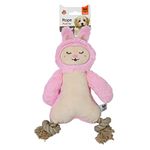 BarkButler x Fofos Rope Leg Plush Rabbit Stuffed Soft Squeaky Plush Dog Toy,Pink|Small-Medium Dogs(5-20kgs)|Squeaker|Soft Fabric&Cotton Rope|for All Breeds|Cuddle,Chew,Fetch