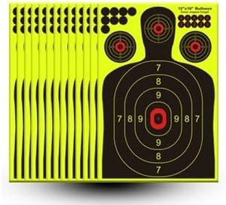 PTPHJEG 12x18 inch Silhouette Splatter Targets - Bright Fluorescent Yellow Easily seen on Impact When Hitting Target for BB Guns, airguns, Rifles, Indoor and Outdoor ranges (100 Pack)