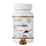 INLIFE Black Seed Oil 500mg, Cold Pressed Kalonji Nigella Sativa, Immunity Skin & Hair Support, 60 Liquid Filled Veg Capsules (Pack of 1)