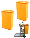 QWORK Cleaning Cart Bag, 2 Pack 24 Gallon Waterproof Large Capacity Padded Housekeeping Commercial Replacement Cleaning Cart Bag for Collecting Trash or Clothing (Yellow)